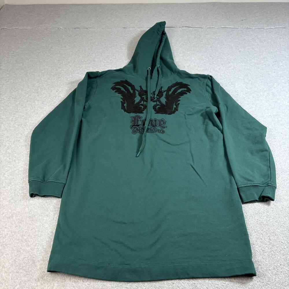 Love Moschino Hoodie Dress Womens 44 IT US 8 Green Squirrel Graphic Sweatshirt